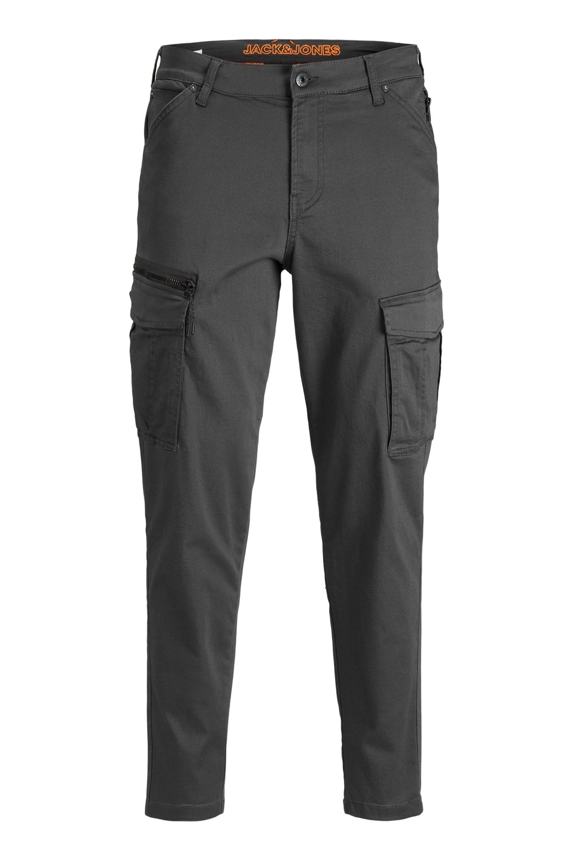 JACK & JONES Grey Cargo Tapered Trousers - Image 4 of 4