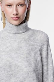 PIECES Grey Roll Neck Knitted Jumper Dress - Image 4 of 5
