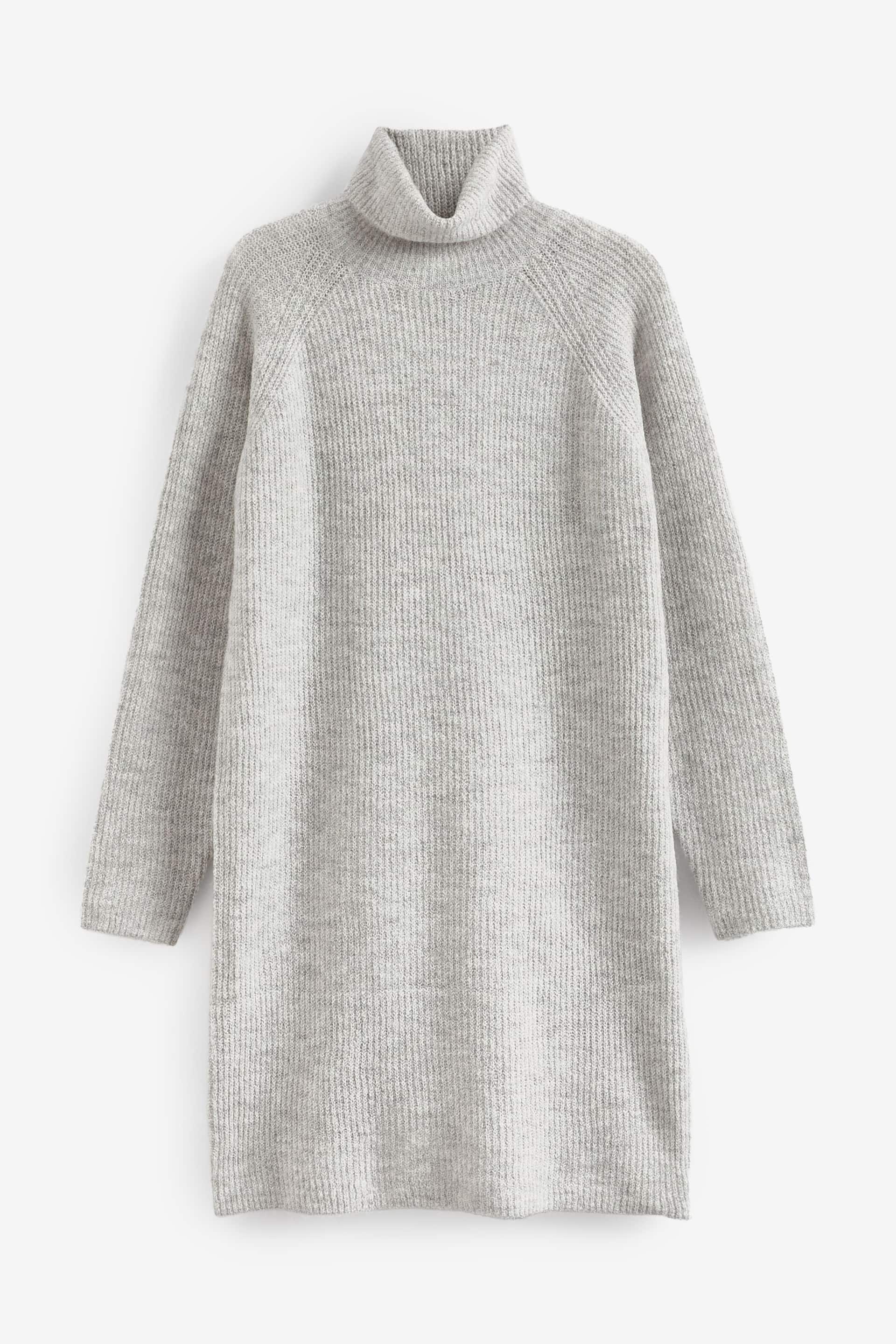 PIECES Grey Roll Neck Knitted Jumper Dress - Image 5 of 5