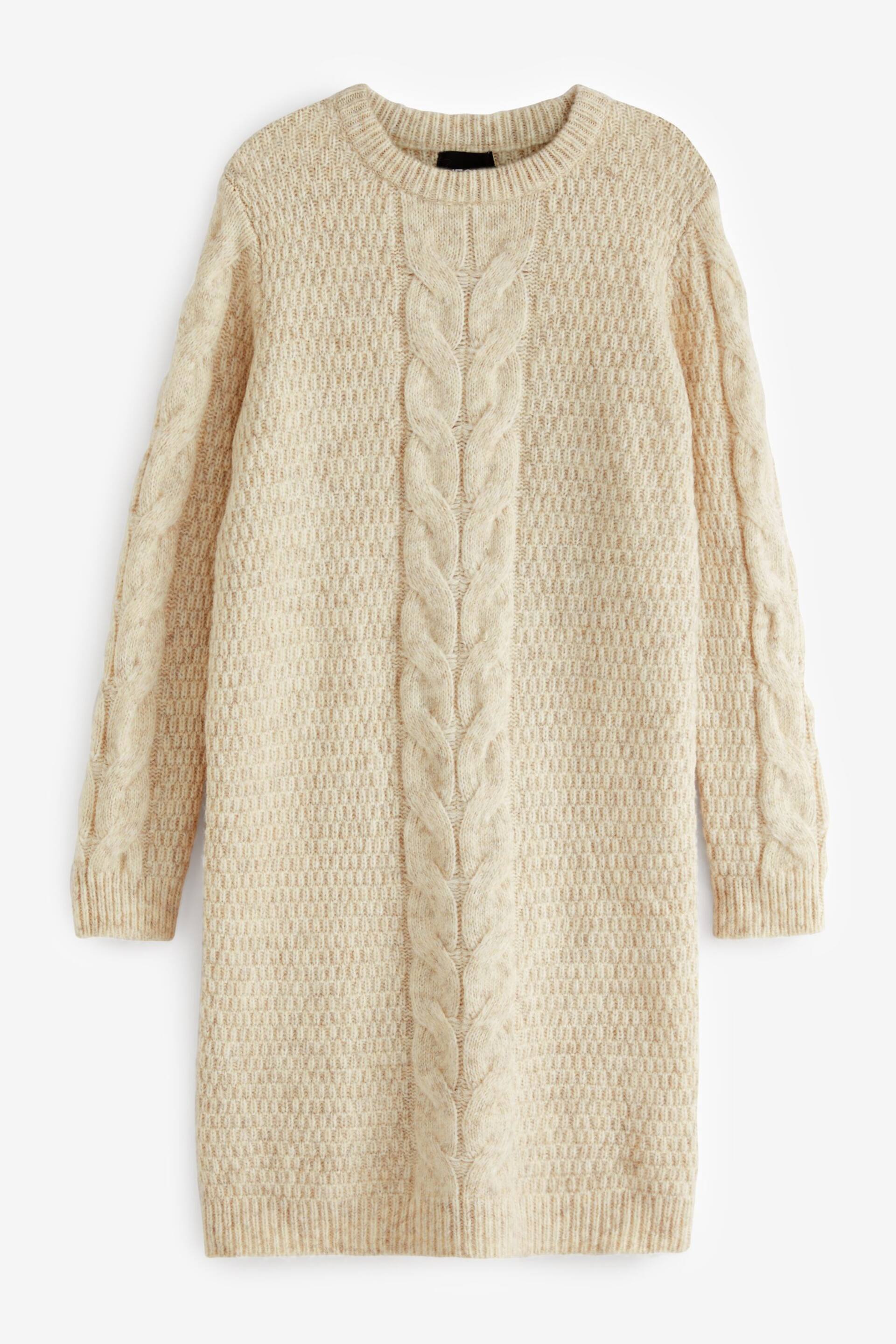 PIECES Cream Chunky Cable Knitted Jumper Dress - Image 5 of 5