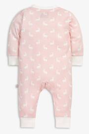 The Little Tailor Pink Easter Bunny Print Luxury 3 Piece Baby Gift Set; Sleepsuit, Hat and Rubber Teether Toy - Image 3 of 10