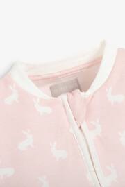 The Little Tailor Pink Easter Bunny Print Luxury 3 Piece Baby Gift Set; Sleepsuit, Hat and Rubber Teether Toy - Image 7 of 10