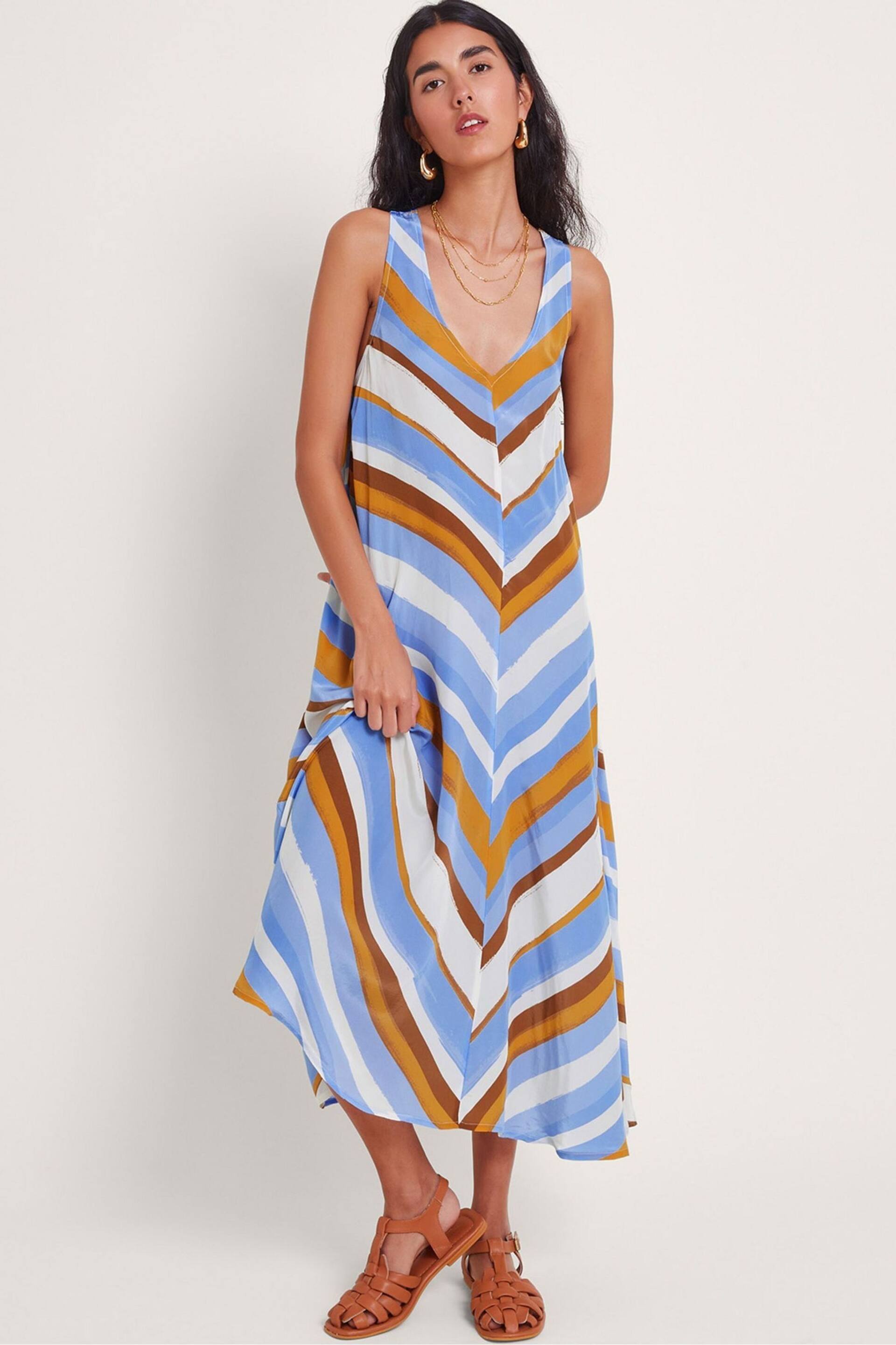 Monsoon Blue Byrdie Stripe Dress - Image 1 of 5