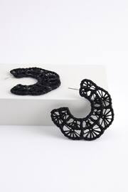 Black Macramé Hoops Earrings - Image 3 of 3