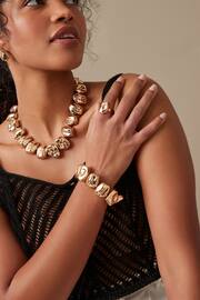 Gold Tone Pebble Stretch Bracelet - Image 2 of 6