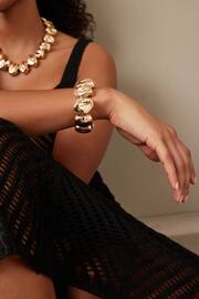 Gold Tone Pebble Stretch Bracelet - Image 3 of 6