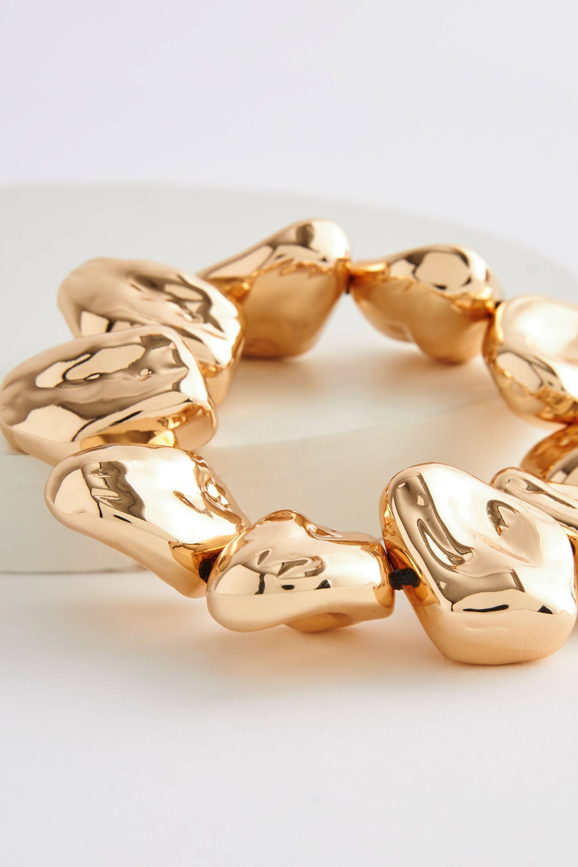 Gold Tone Pebble Stretch Bracelet - Image 6 of 6