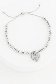 Silver Tone Sparkle Heart Beady Pully Bracelet - Image 1 of 3