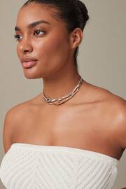 Gold/Silver Tone Wavy Torque Choker 2 Pack - Image 2 of 4