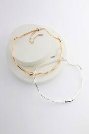 Gold/Silver Tone Wavy Torque Choker 2 Pack - Image 3 of 4