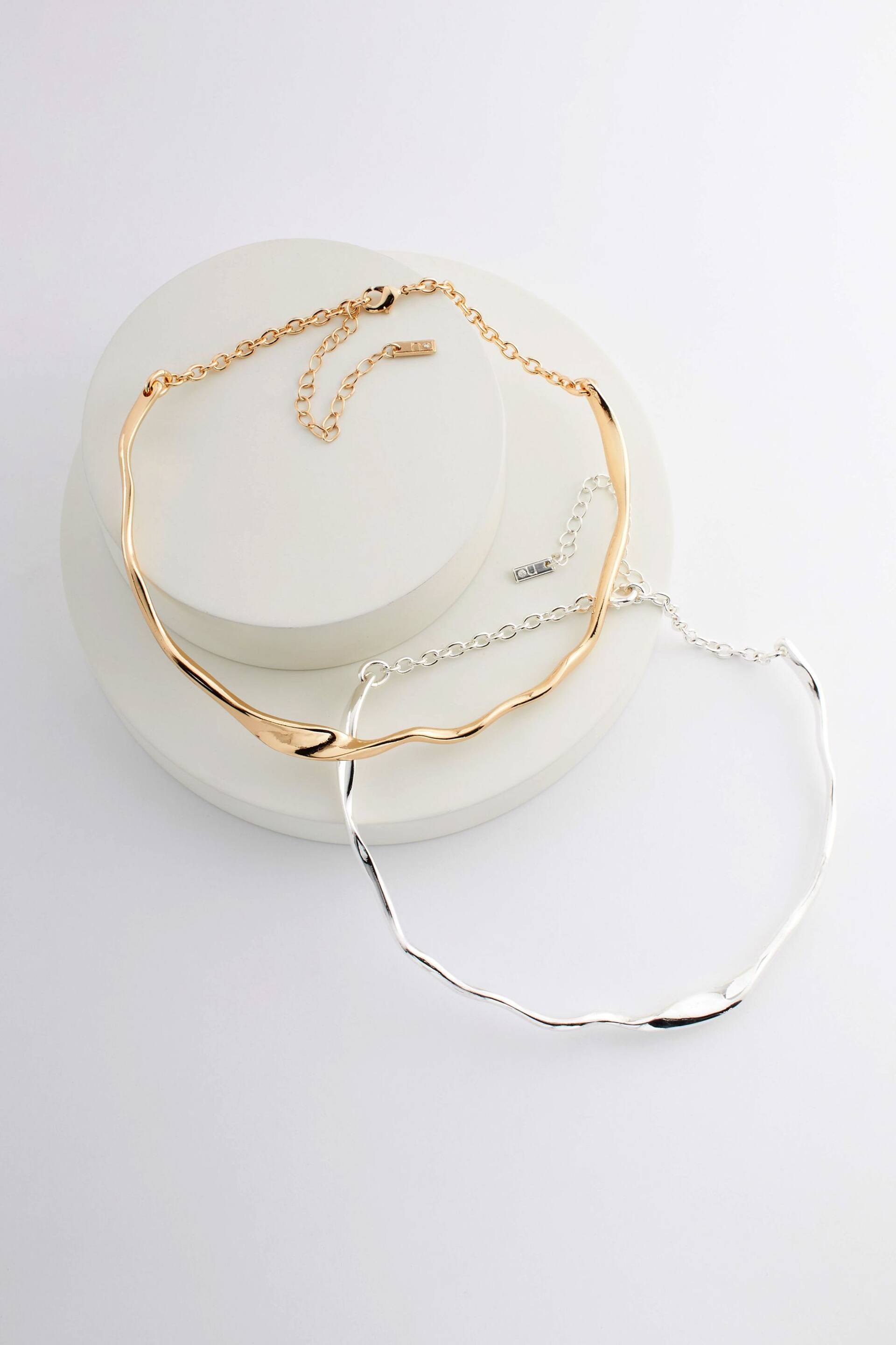 Gold/Silver Tone Wavy Torque Choker 2 Pack - Image 3 of 4