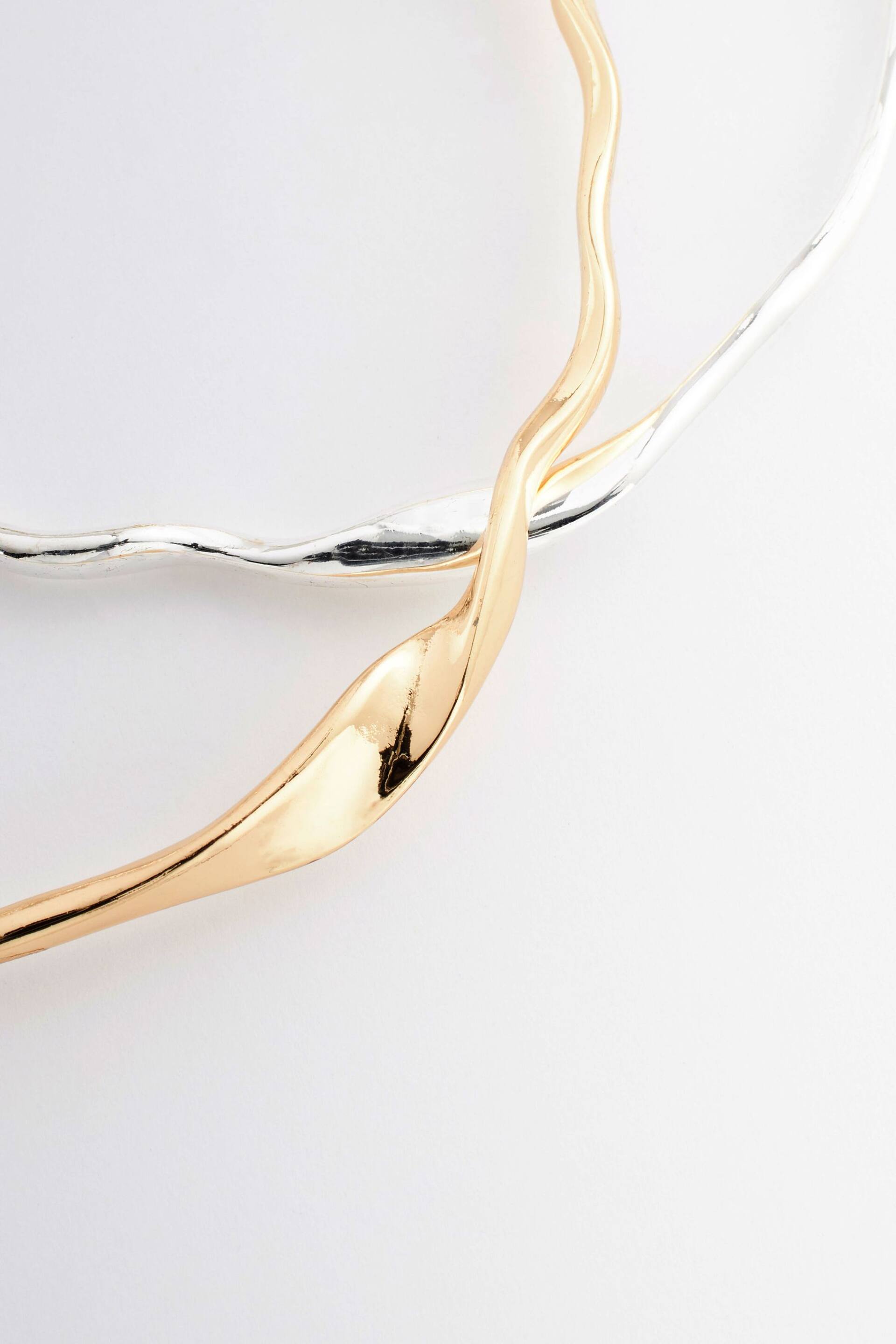 Gold/Silver Tone Wavy Torque Choker 2 Pack - Image 4 of 4