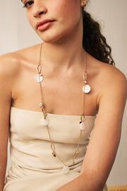 Gold Tone Shell Drop Long Rope Necklace - Image 2 of 4