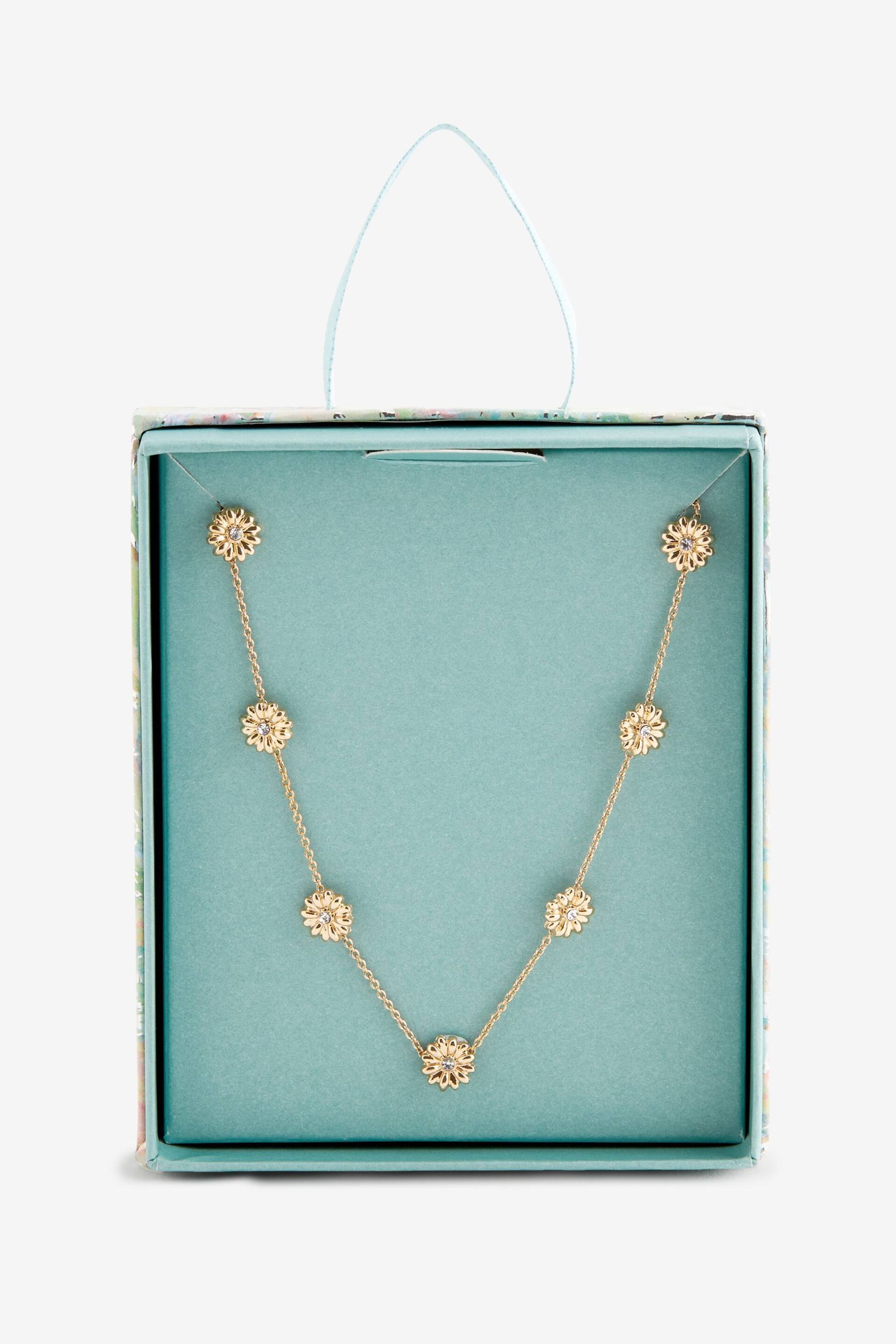 Gold Tone Flower Necklace - Image 5 of 5