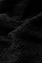 Black Crochet Knit Tie Detail Textured Cardigan - Image 6 of 6