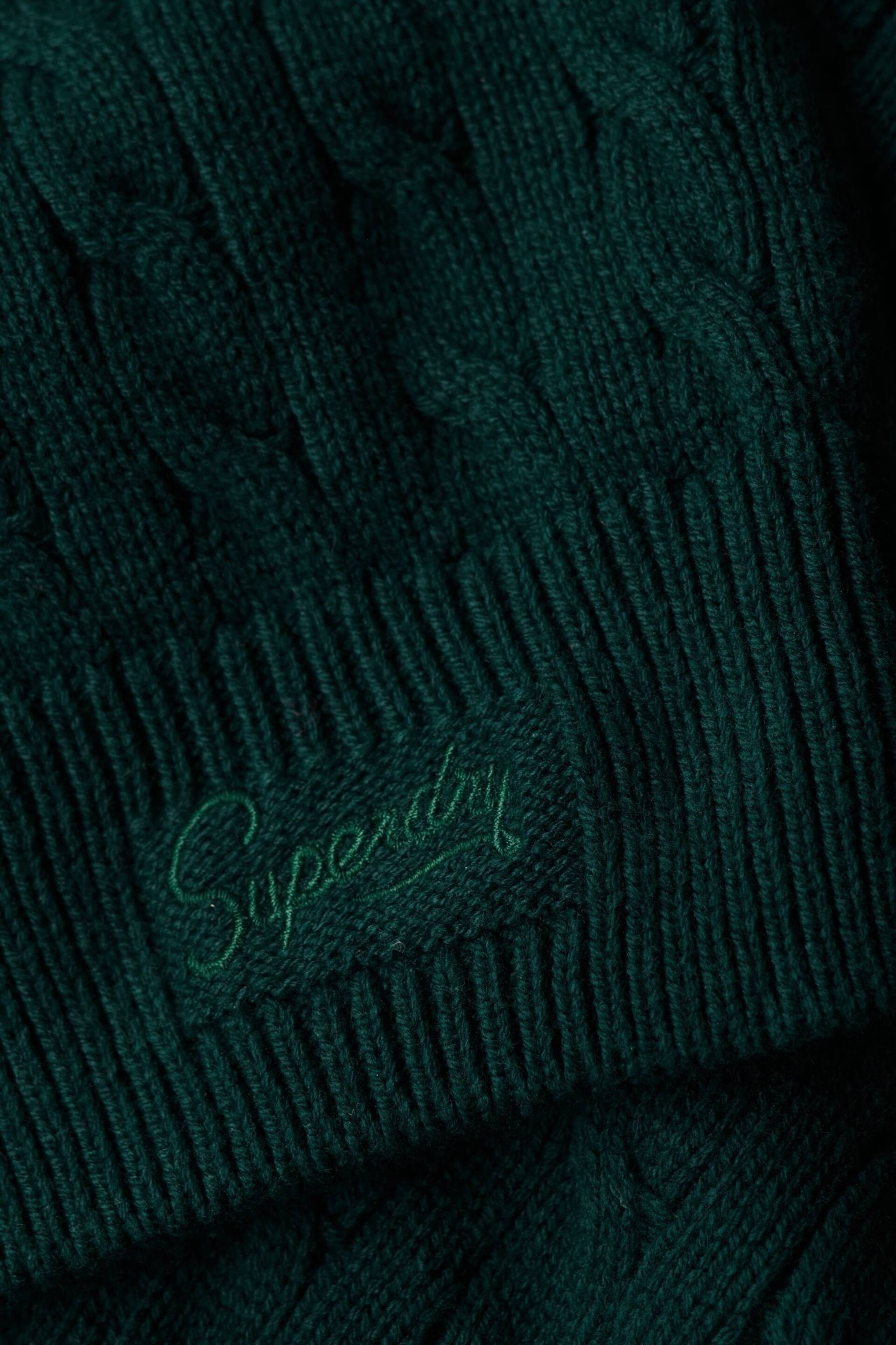 Superdry Green Oversized V-Neck Cable Knit Jumper - Image 5 of 5