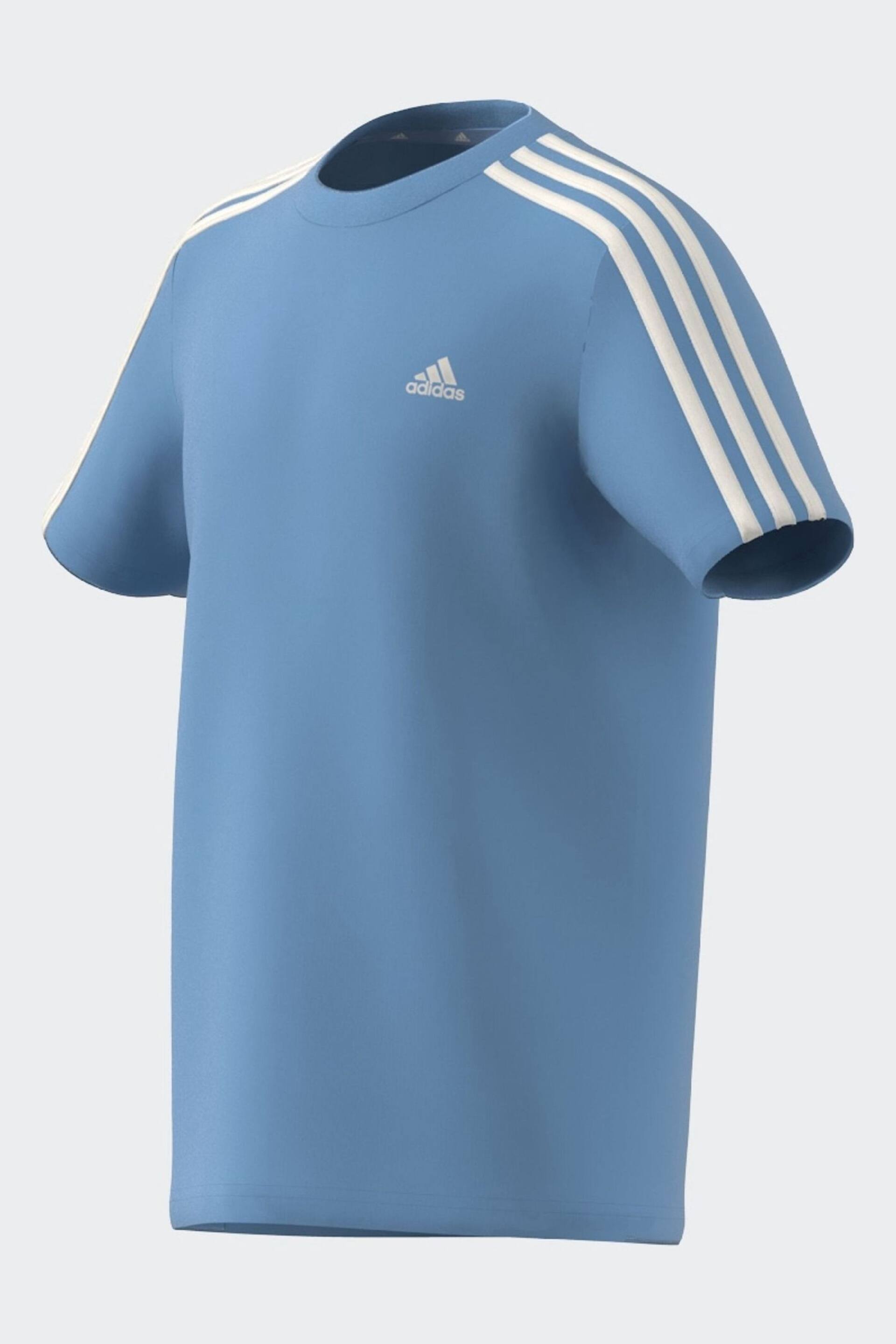 adidas Navy Blue Essentials 3-Stripes Cotton T-Shirt - Image 11 of 16