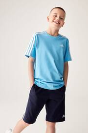 adidas Navy Blue Essentials 3-Stripes Cotton T-Shirt - Image 3 of 16