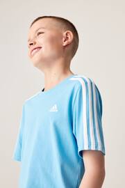 adidas Navy Blue Essentials 3-Stripes Cotton T-Shirt - Image 6 of 16
