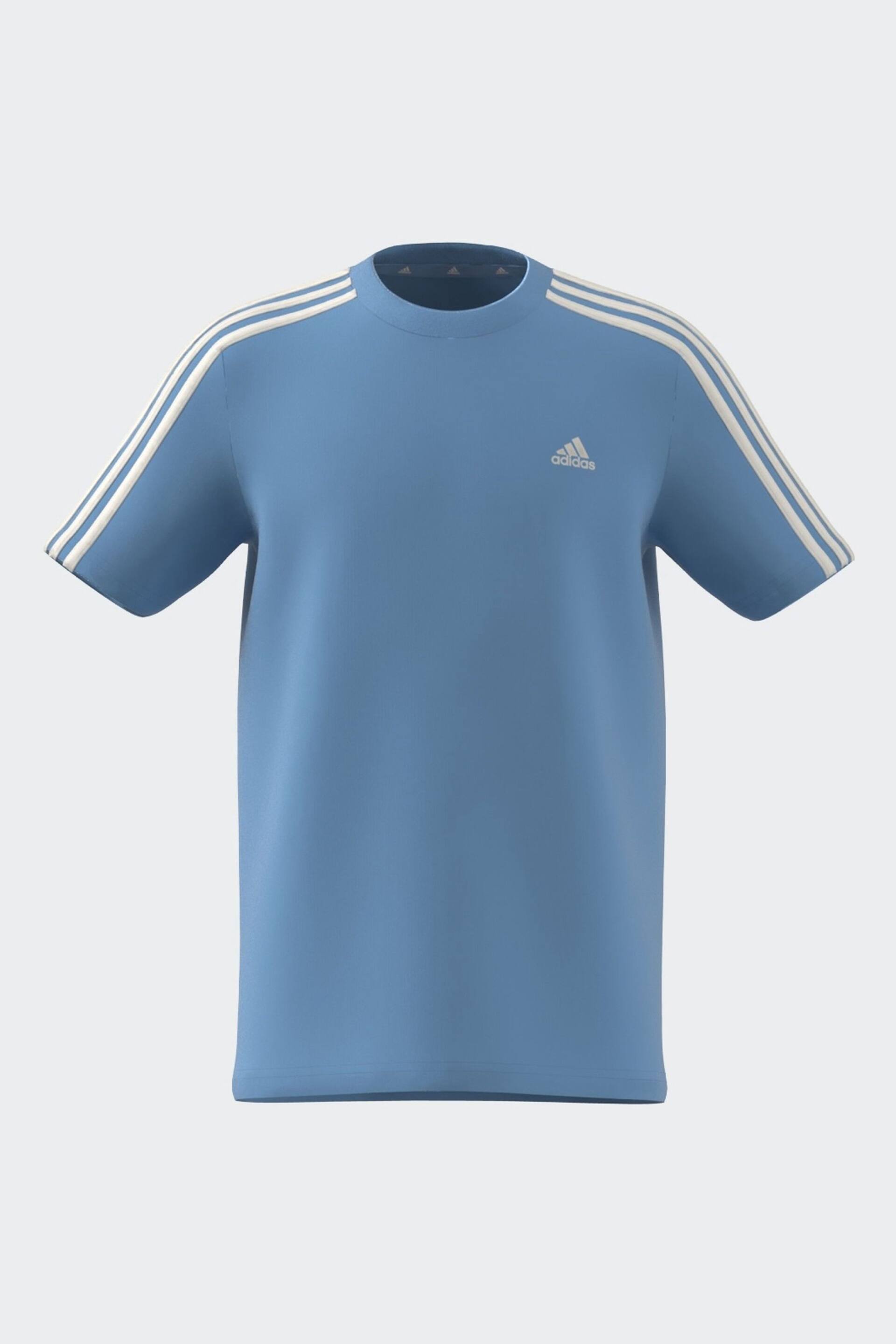 adidas Navy Blue Essentials 3-Stripes Cotton T-Shirt - Image 9 of 16