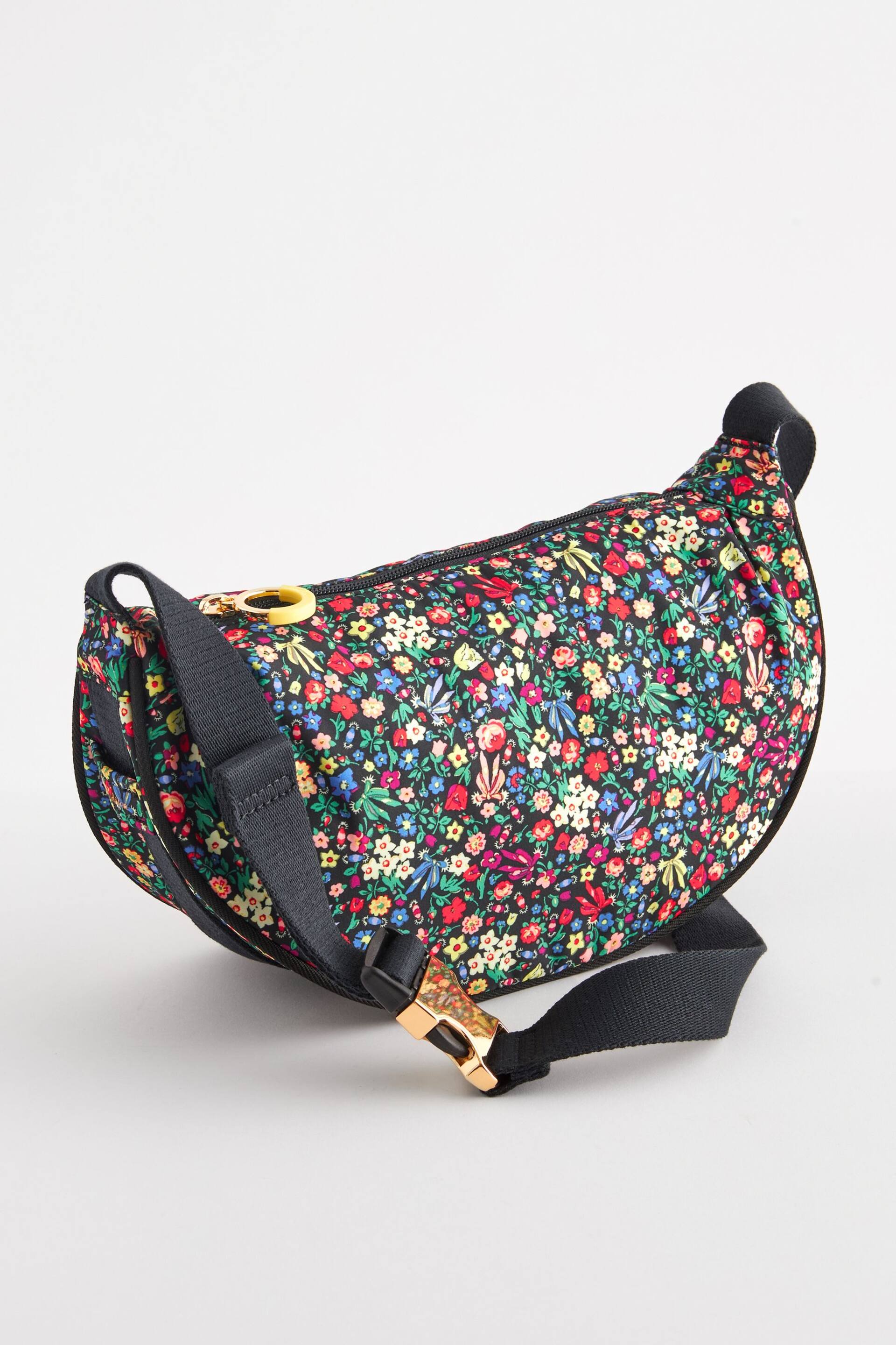 Cath Kidston Black Ditsy Floral Round Mini Shoulder Bag - Image 1 of 6