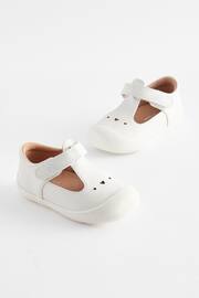 White Wide Fit (G) Crawler T-Bar Shoes - Image 1 of 5