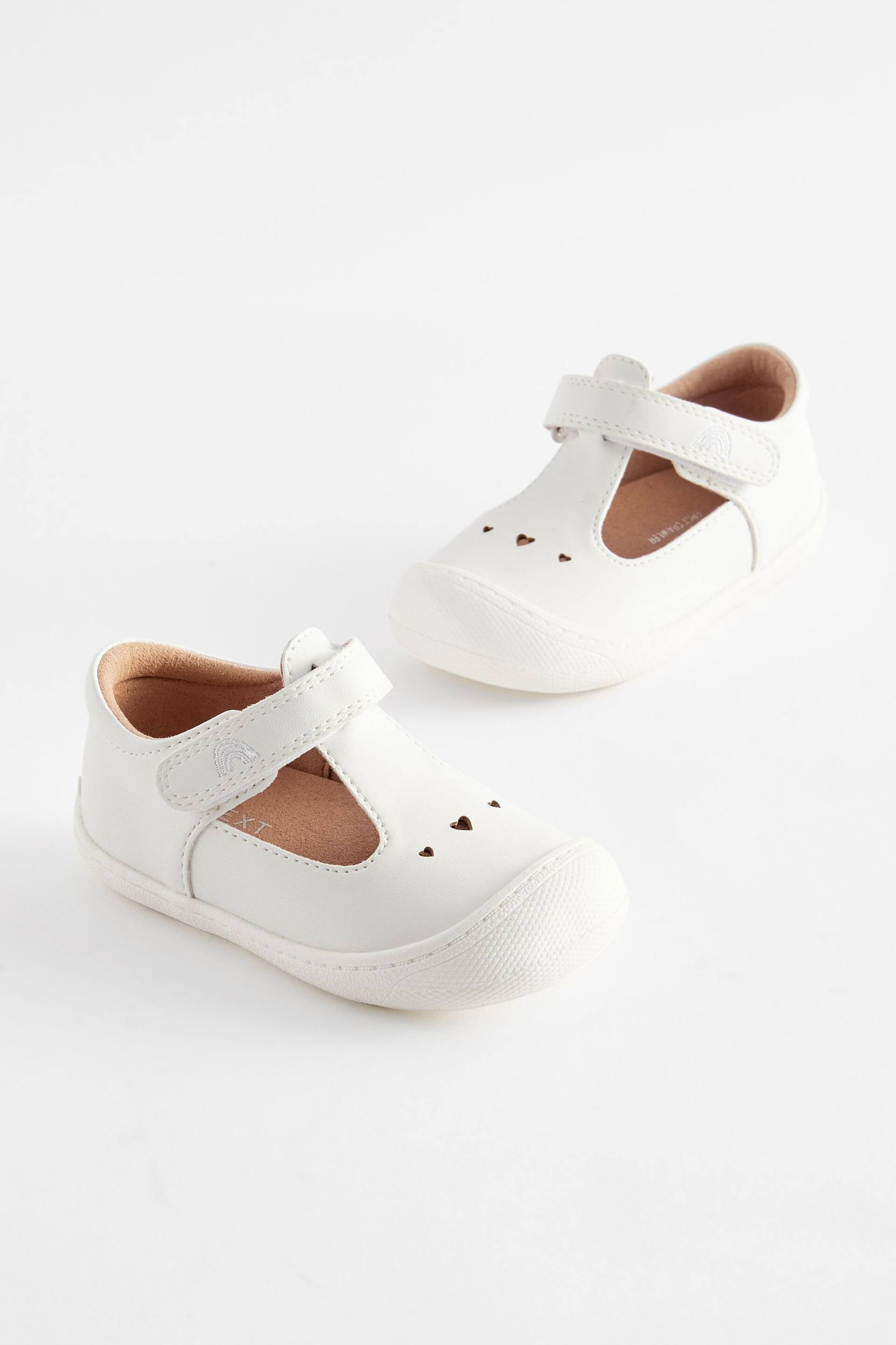 White Wide Fit (G) Crawler T-Bar Shoes - Image 1 of 5
