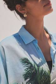 Green/Blue Scene Print Beach Shirt Cover-Up - Image 5 of 8