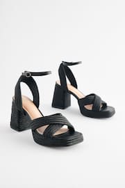 Black Jute Forever Comfort® Flare Platform Sandals - Image 1 of 5