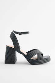 Black Jute Forever Comfort® Flare Platform Sandals - Image 2 of 5