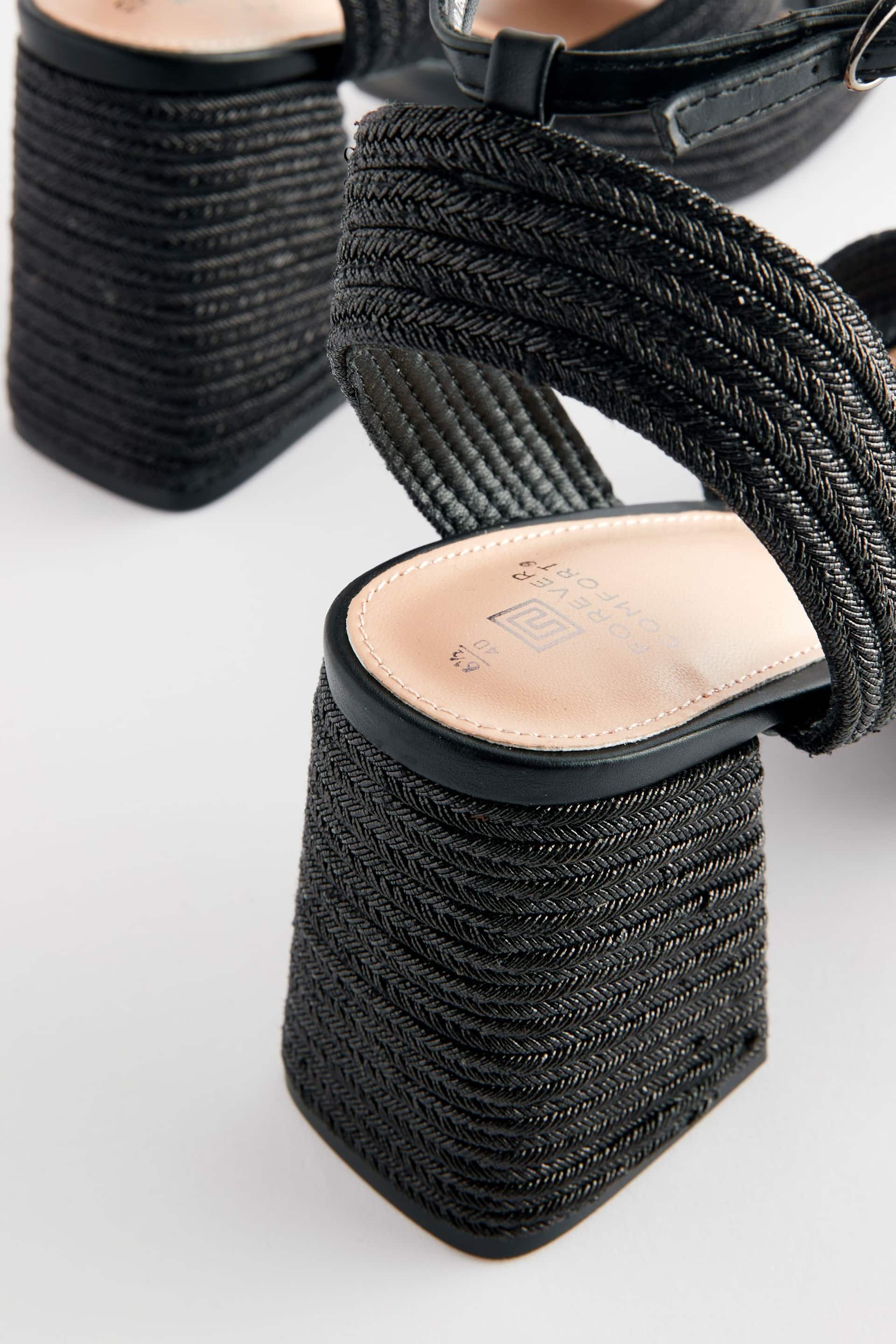 Black Jute Forever Comfort® Flare Platform Sandals - Image 4 of 5