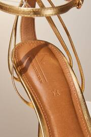 Gold Premium Leather Cage Heeled Sandals - Image 2 of 4