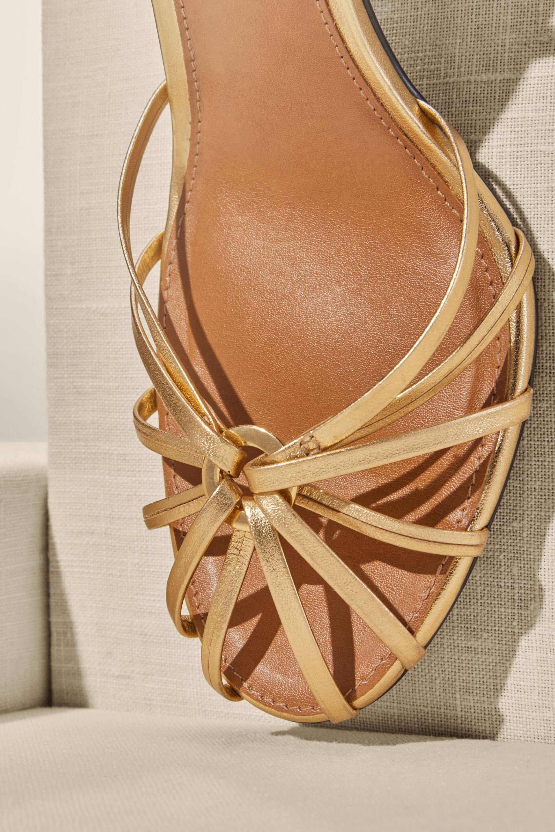 Gold Premium Leather Cage Heeled Sandals - Image 4 of 4