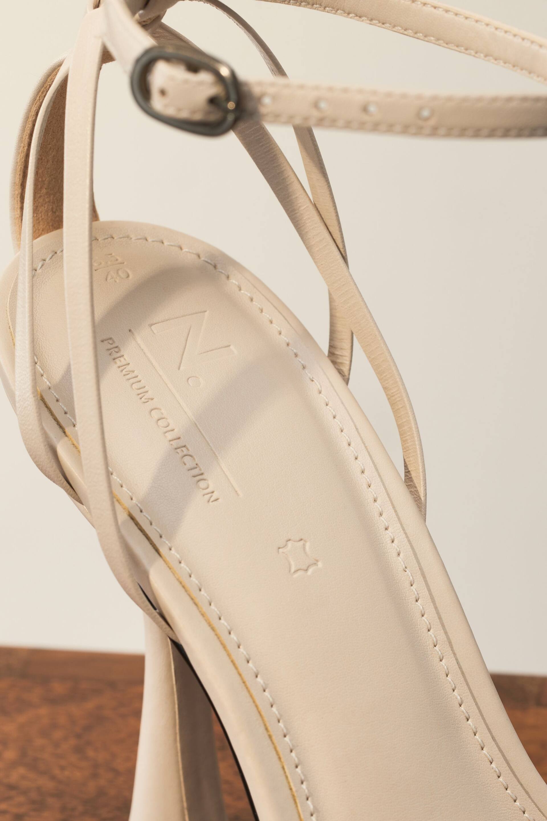 Bone Premium Leather Cage Heeled Sandals - Image 4 of 5