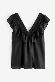 Black Sleeveless Ruffle V-Neck Top - Image 5 of 6