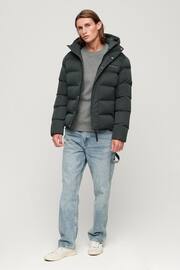 Superdry Green Hooded Microfibre Sports Puffer Jacket - Image 2 of 6