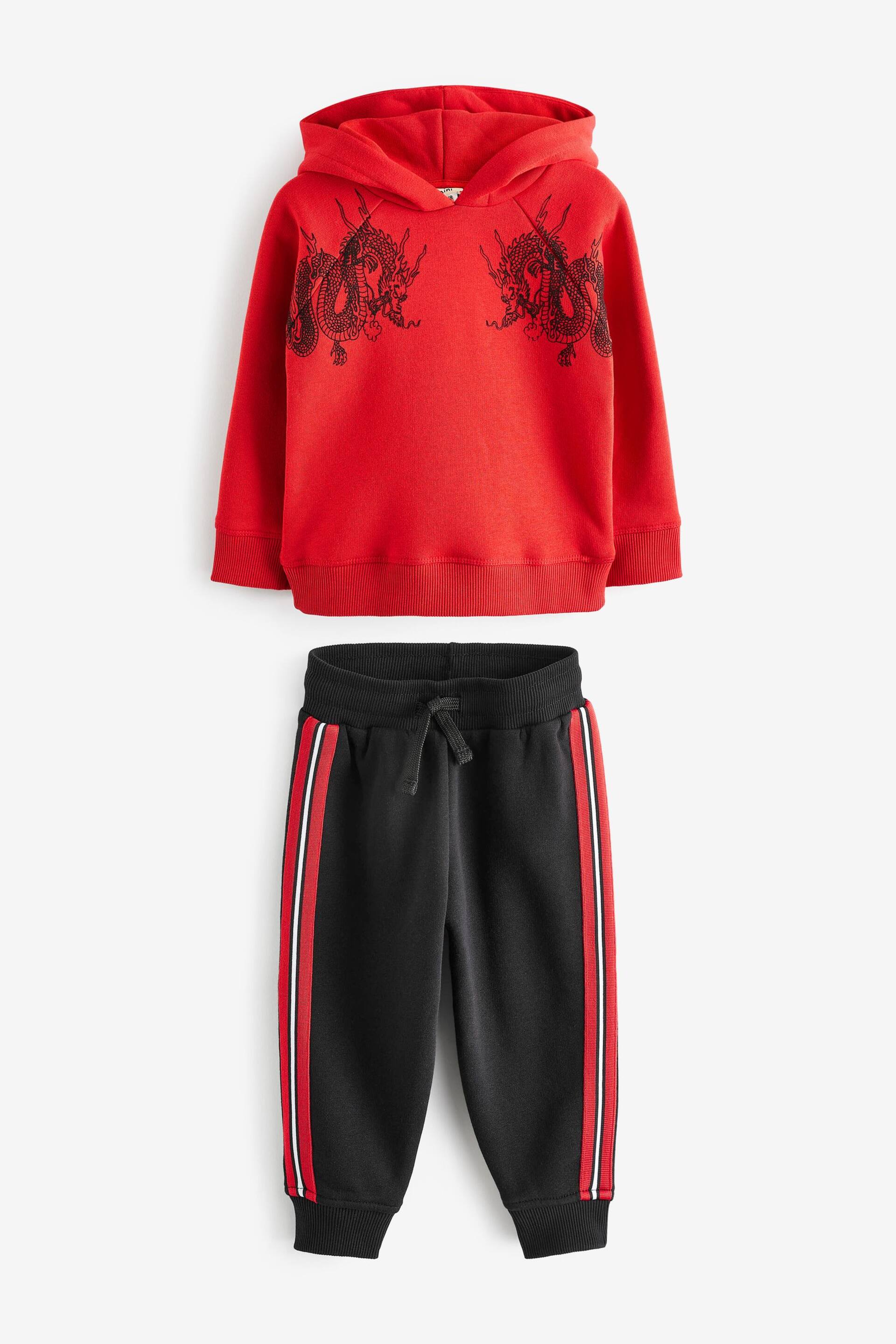 River Island Red Boys Dragon Hoody and Jogger Set - Image 1 of 3