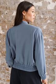 Blue Tencel Bomber Jacket - Image 3 of 6