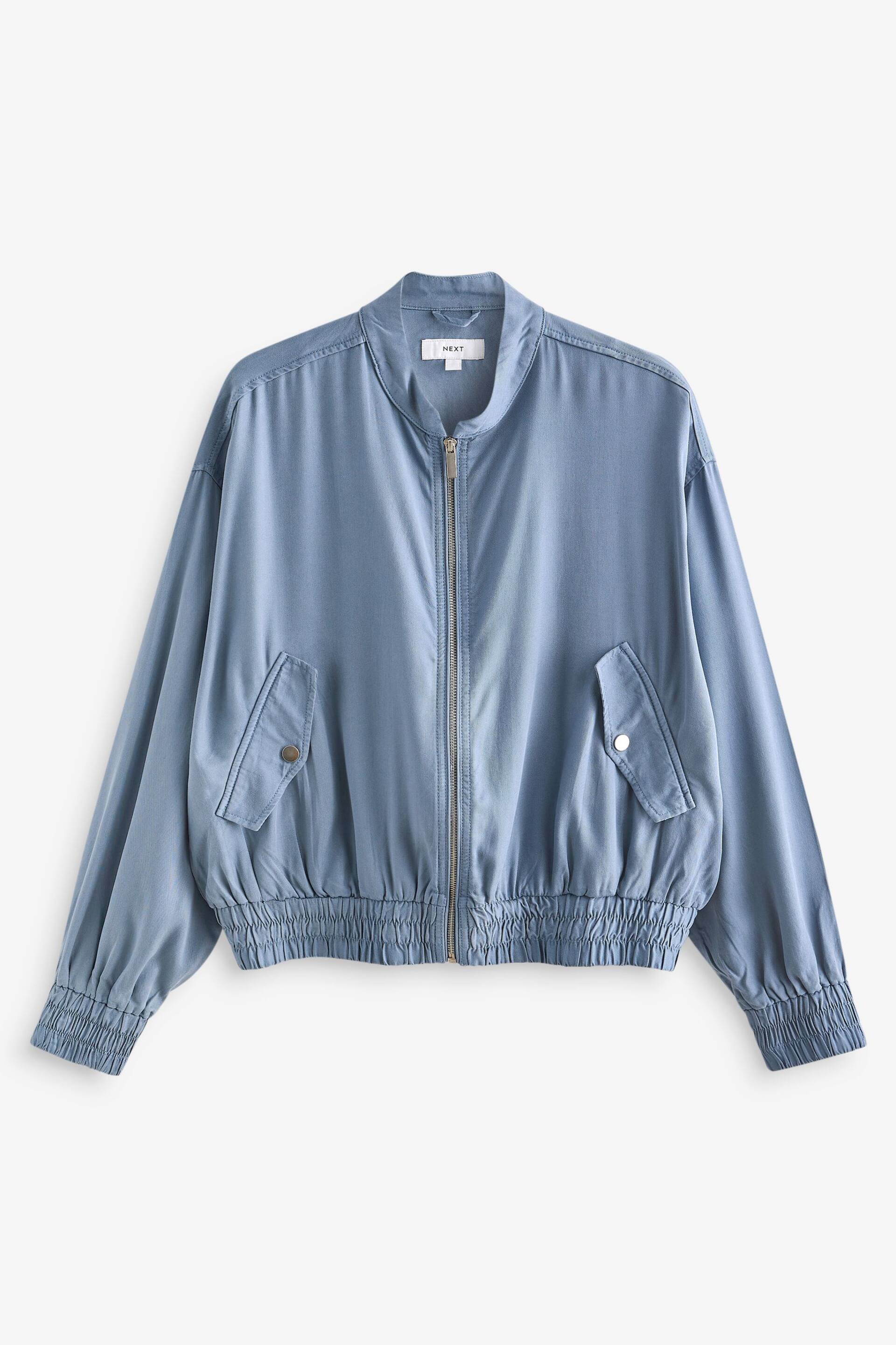 Blue Tencel Bomber Jacket - Image 5 of 6