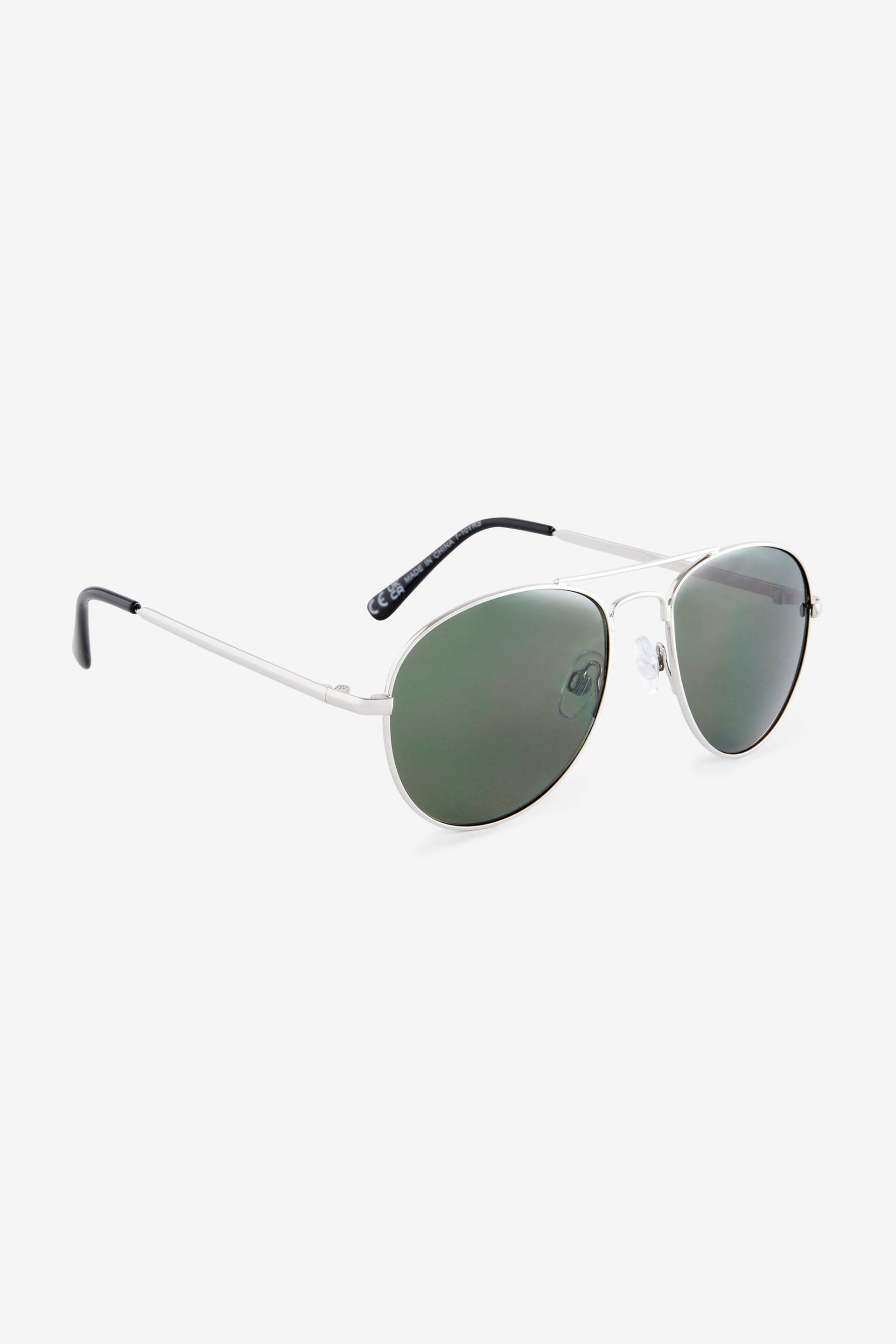 Silver/Khaki Aviator Style Sunglasses - Image 1 of 3