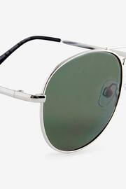 Silver/Khaki Aviator Style Sunglasses - Image 3 of 3