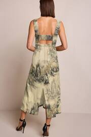 Brown Scenic Print Linen Blend V-Neck Midi Dress - Image 3 of 7