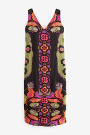 Multi Floral Print Linen Blend V-Neck Midi Dress - Image 5 of 6