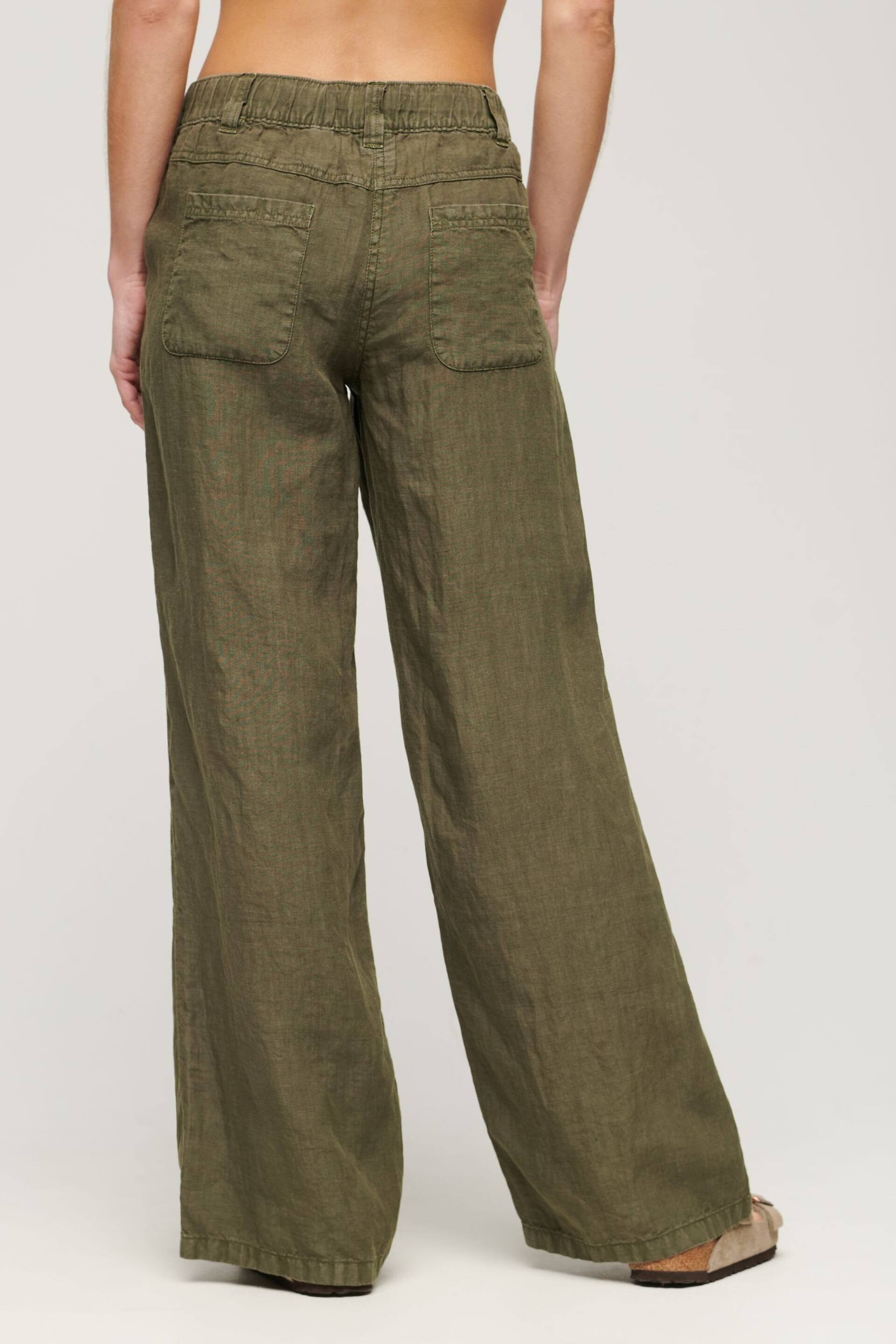 Superdry Green Linen Low Rise Trousers - Image 2 of 6