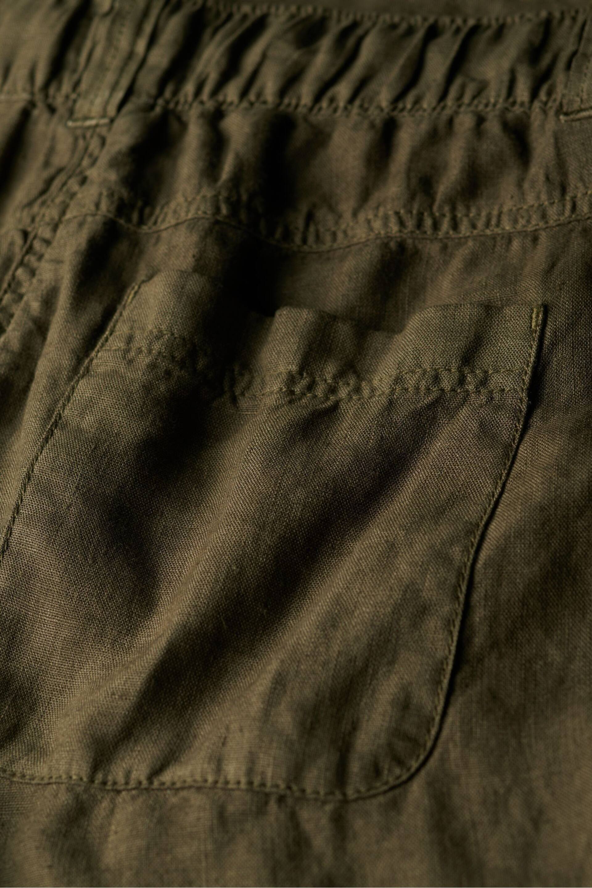 Superdry Green Linen Low Rise Trousers - Image 6 of 6