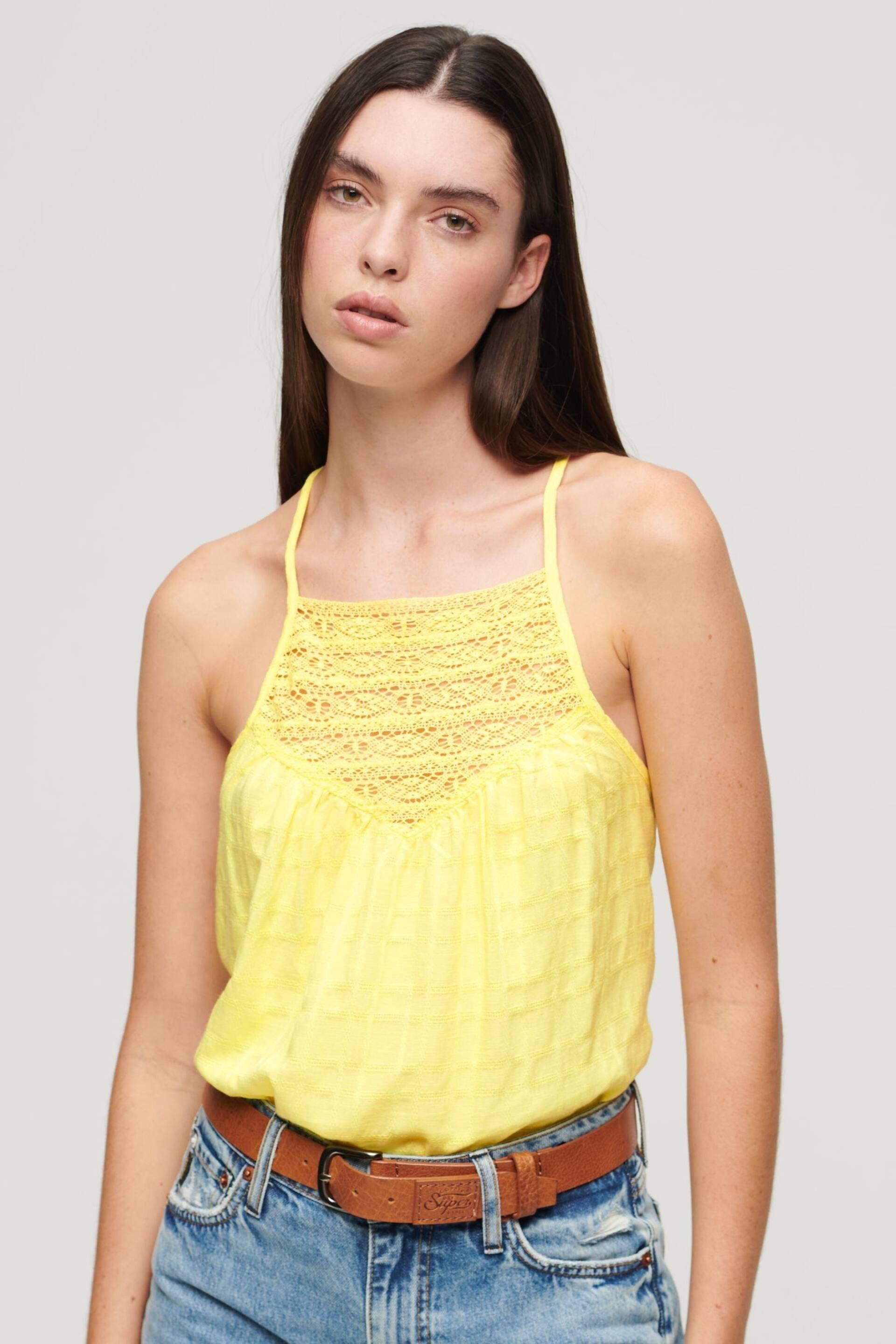 Superdry Yellow Lace Cami Beach Top - Image 1 of 3