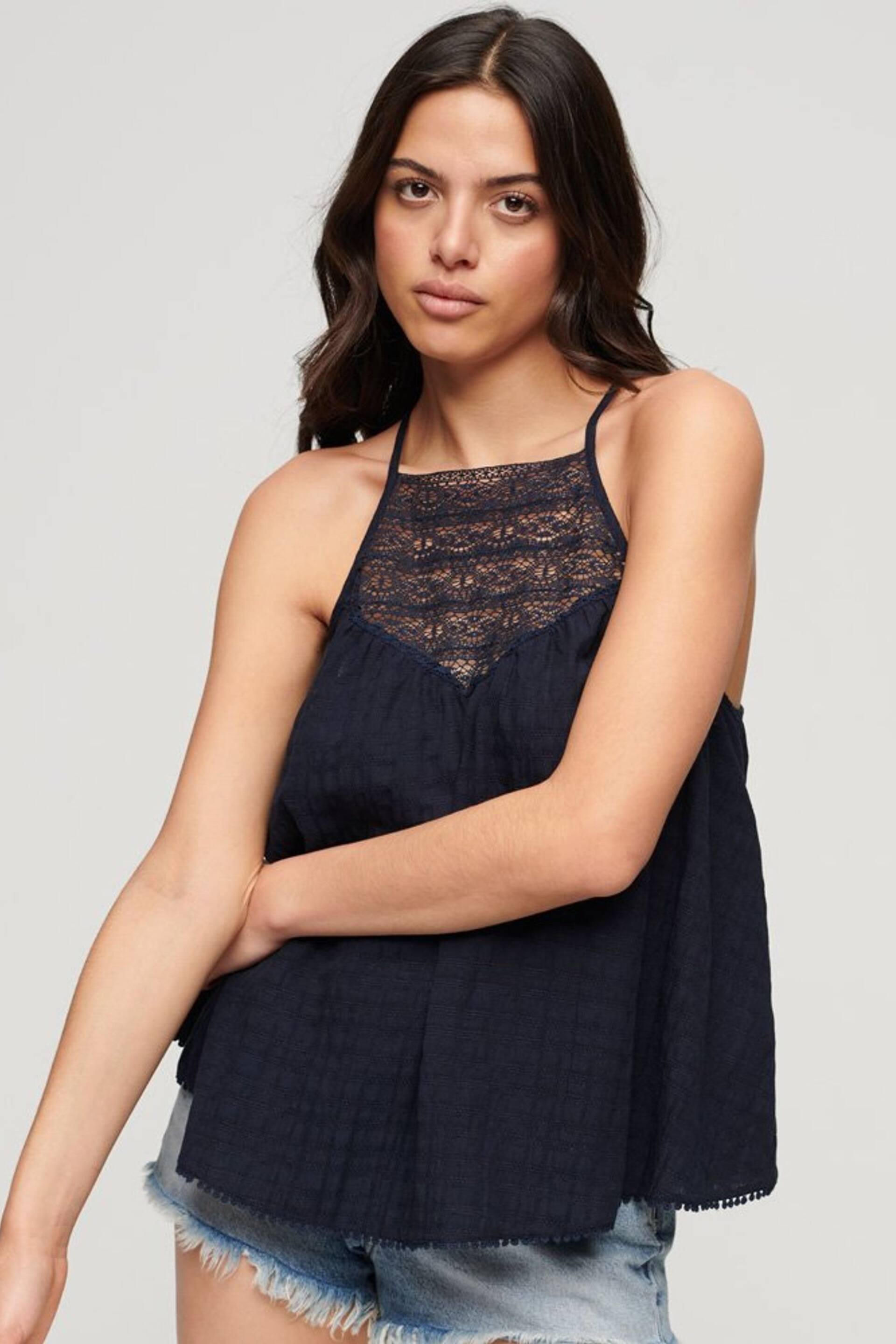 Superdry Blue Lace Cami Beach Top - Image 1 of 5