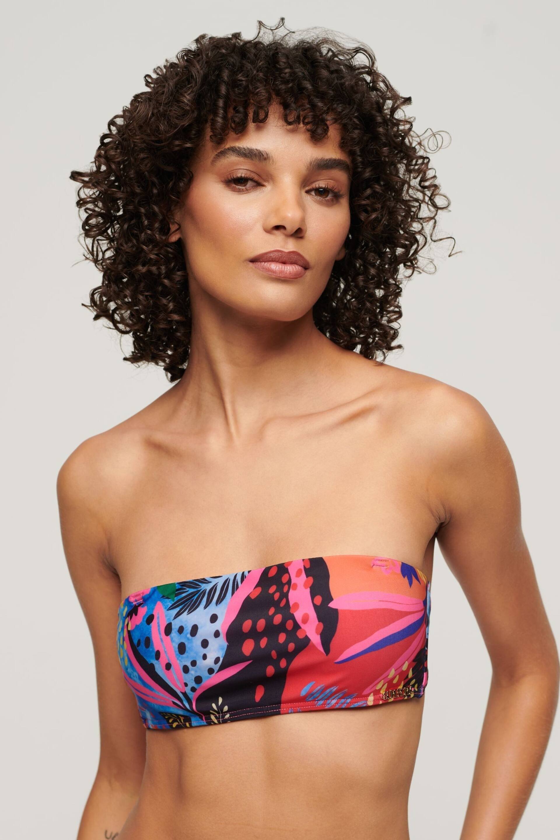 Superdry Blue Tropical Bandeau Bikini Top - Image 5 of 6