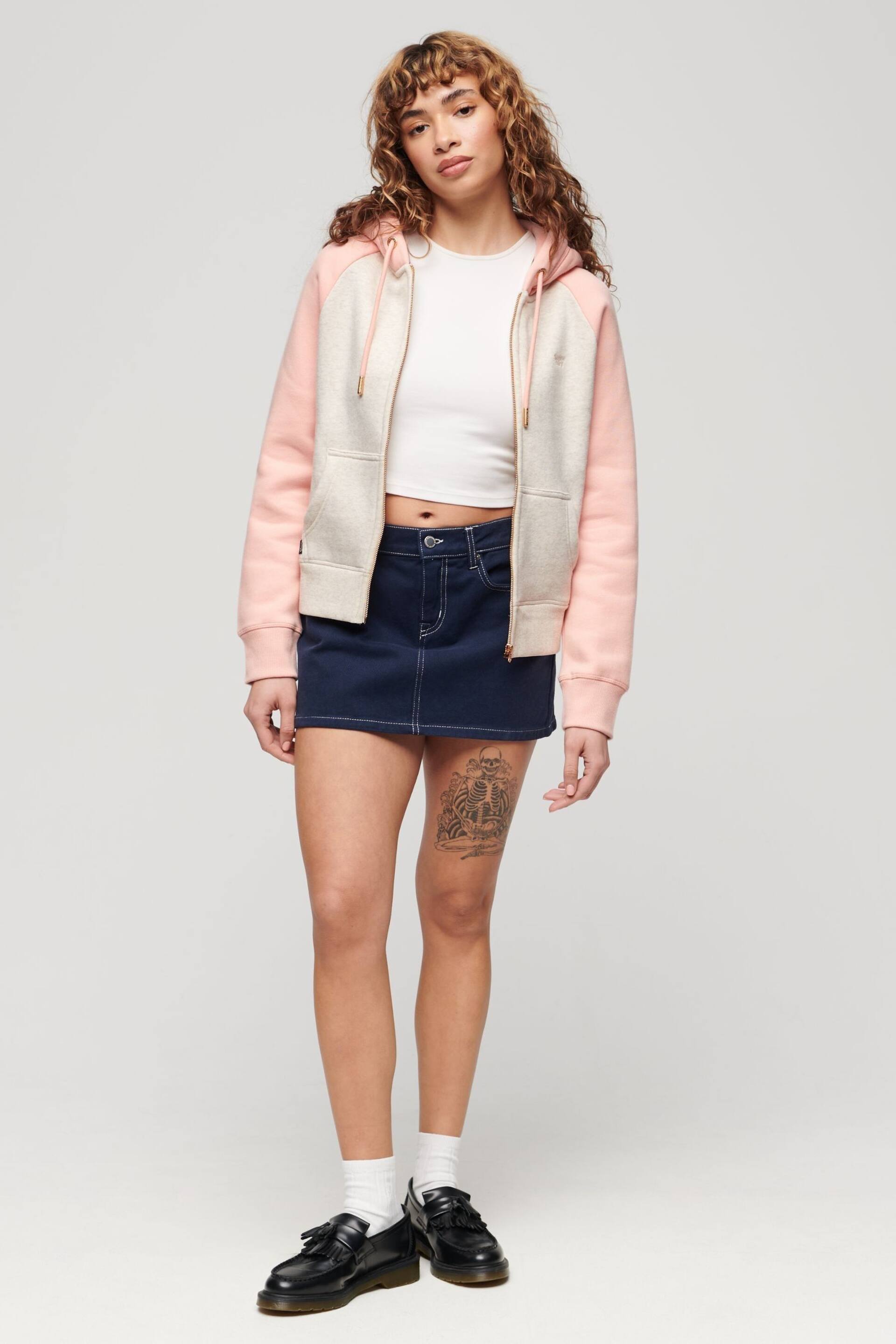 Superdry Pink Essential Baseball Zip Hoodie - Image 3 of 6