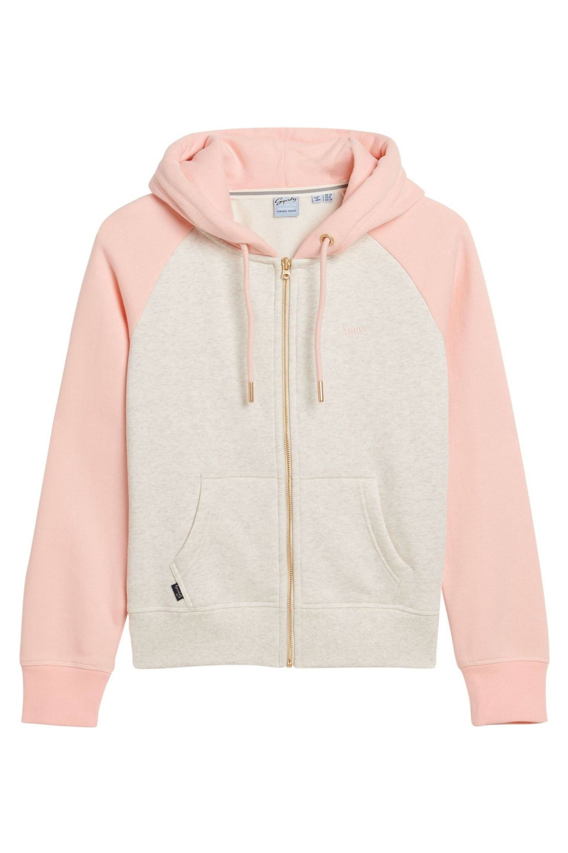 Superdry Pink Essential Baseball Zip Hoodie - Image 4 of 6